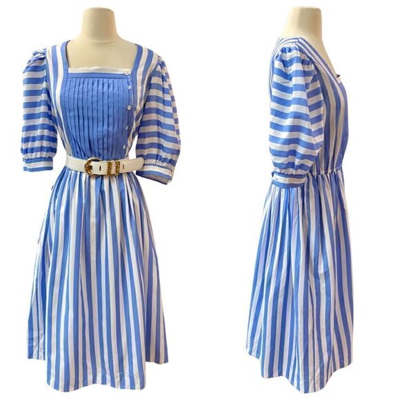 Vintage One of a Kind Handmade Cottage Core Puff Sleeve Dress - Picture 1 of 12